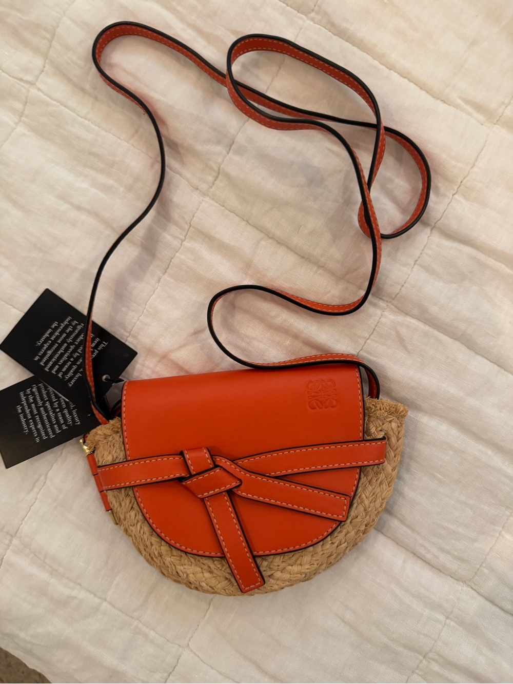 Loewe Gate Orange Leather & Raffia Crossbody bag - statement summer accessory